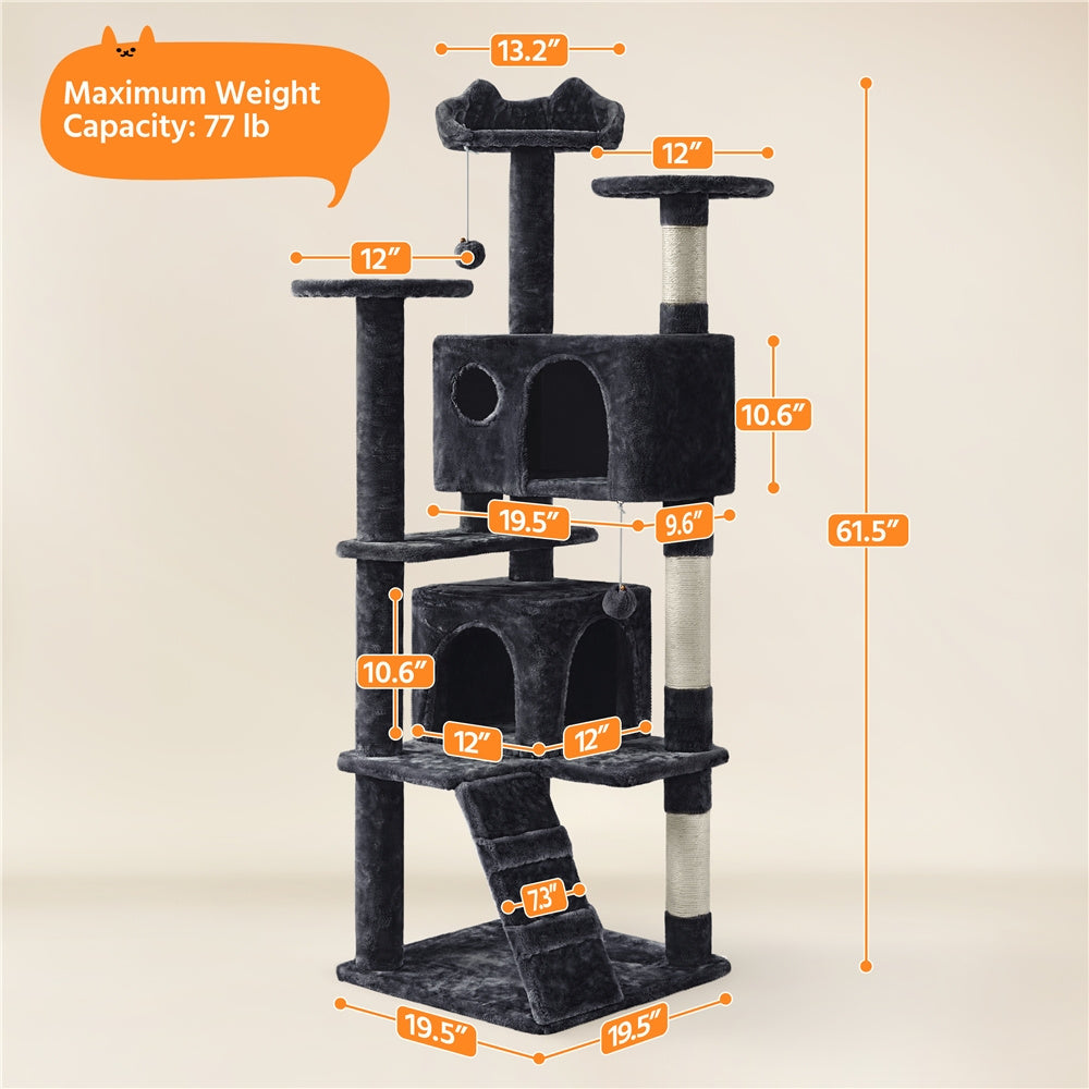 Cat Tree Tower – Multi-Level Condo with Posts, Hammocks & Toys