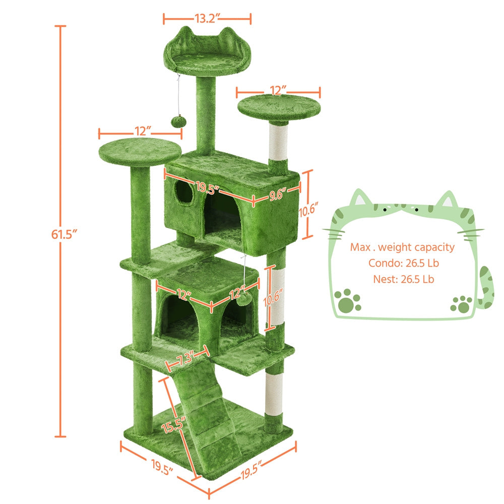 Cat Tree Tower – Multi-Level Condo with Posts, Hammocks & Toys