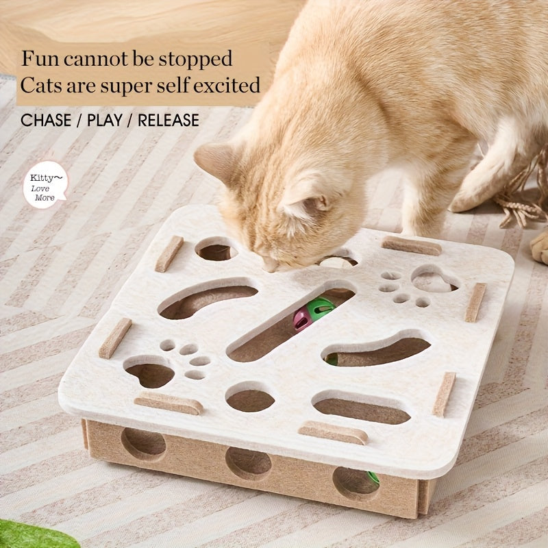 Interactive Cat Tunnel Toy – Felt Maze with Bell for Indoor Cats
