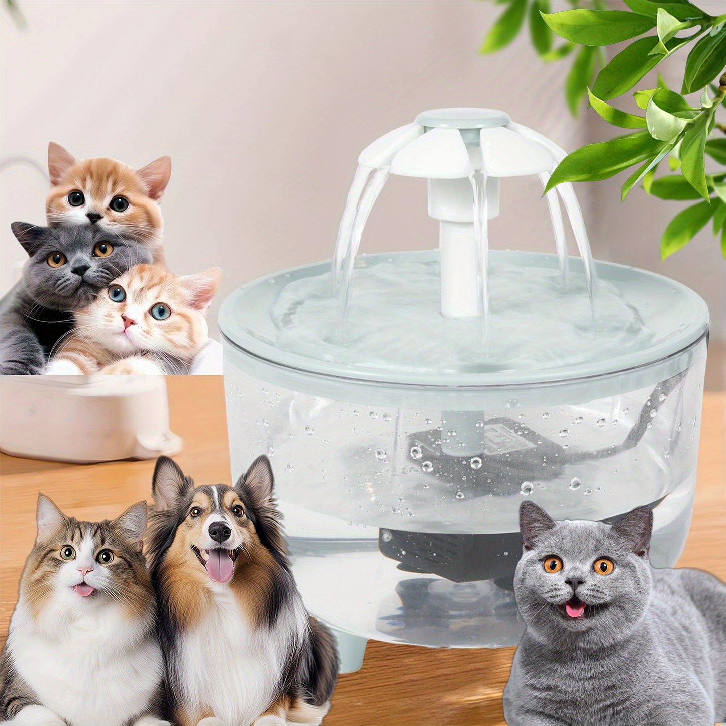 Whisper-Quiet Cat Water Fountain – 48oz BPA-Free with Triple Filtration