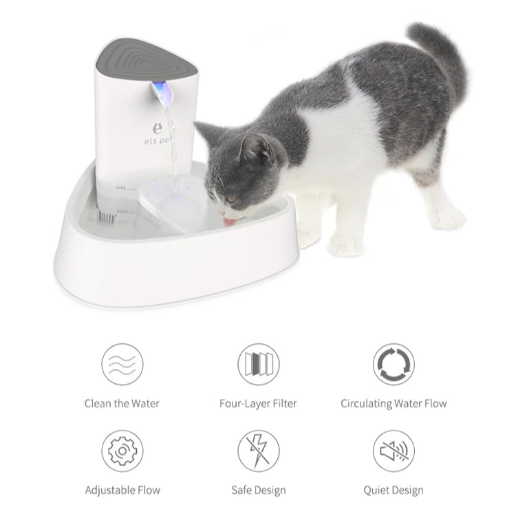 Automatic Smart Eco-Friendly Cat Dog Pet Water Dispenser Modern Solid Style Kitten Water Fountain Rechargeable Power Source