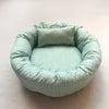 Hot Seller Four Seasons Gingham Breathable Cotton Pet Cat Summer Winter Donut Dog Bed With Pillow