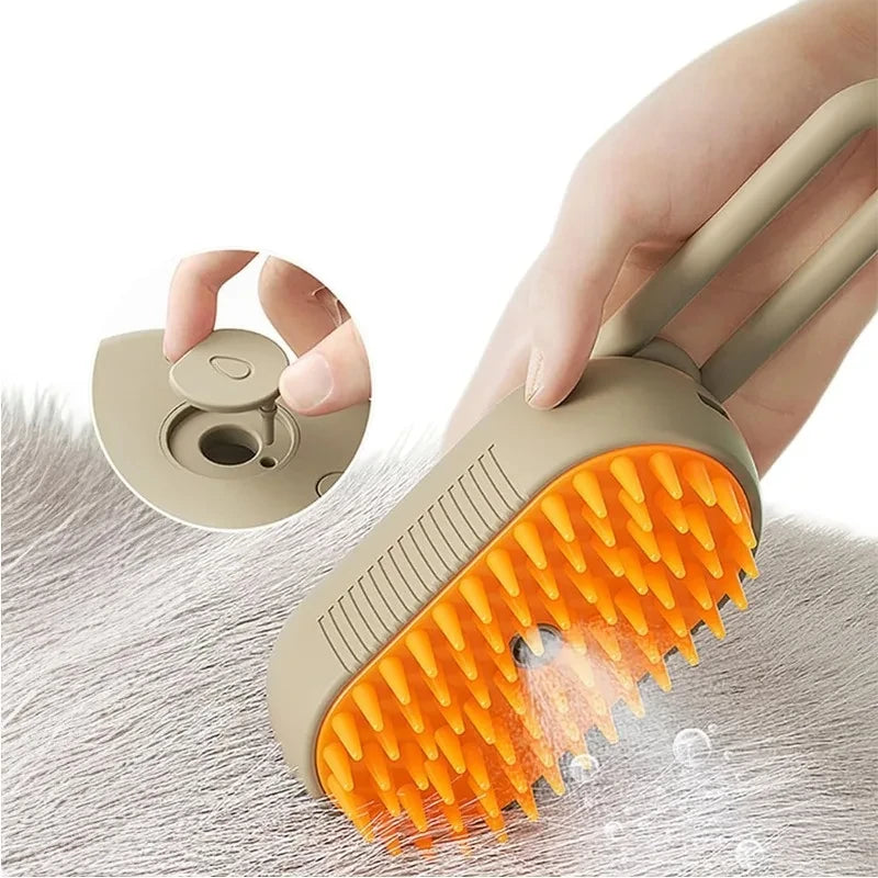 Pet Grooming Steamer Brush – 3-in-1 Electric Dog & Cat Brush for Massage, Shedding, and Detangling