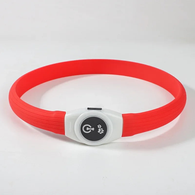 LED Luminous Dog Collar – USB Rechargeable, Waterproof PVC Safety Light for Night Walks
