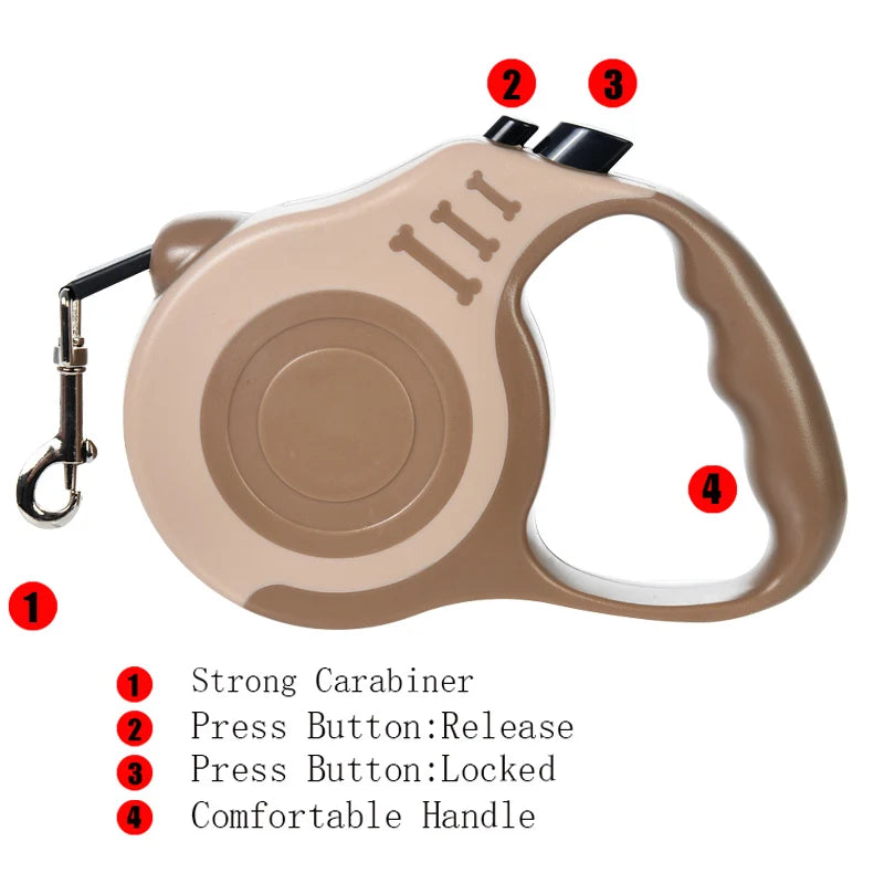 Retractable Dog Leash – 3M/5M Durable Nylon with Quick Lock