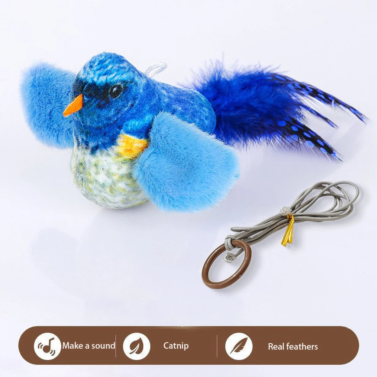 Smart Cat Chirping Bird Toy - Auto Sound Activation, Chew-Resistant Feathers & Catnip Attraction, Dual Play Modes for Interactiv
