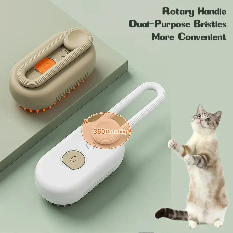 Pet Grooming Steamer Brush – 3-in-1 Electric Dog & Cat Brush for Massage, Shedding, and Detangling