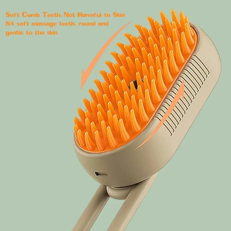 Pet Grooming Steamer Brush – 3-in-1 Electric Dog & Cat Brush for Massage, Shedding, and Detangling