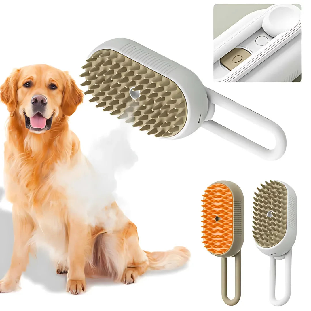 Pet Grooming Steamer Brush – 3-in-1 Electric Dog & Cat Brush for Massage, Shedding, and Detangling