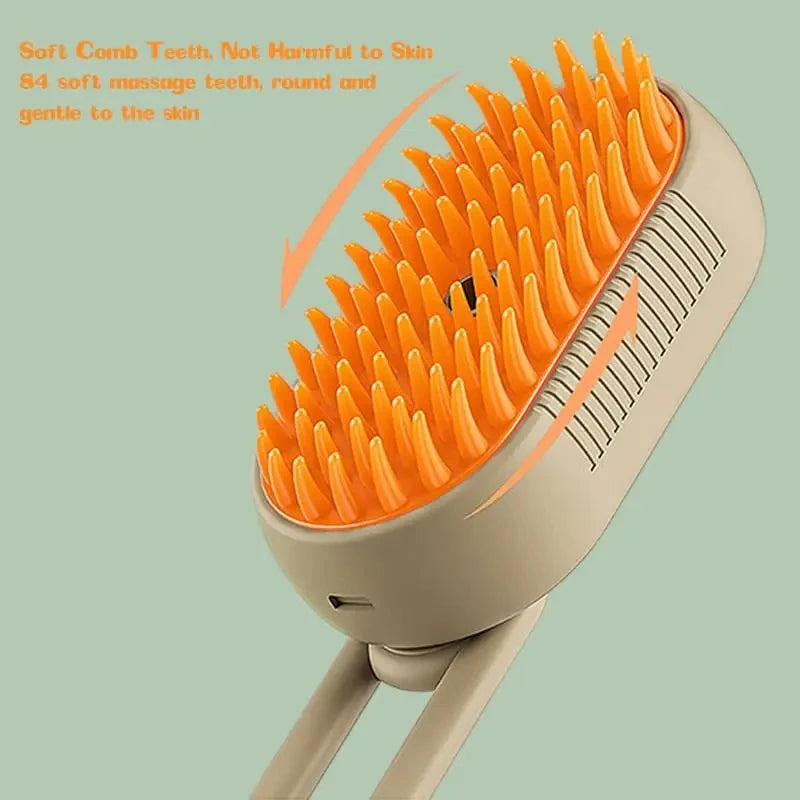 Pet Grooming Steamer Brush – 3-in-1 Electric Dog & Cat Brush for Massage, Shedding, and Detangling