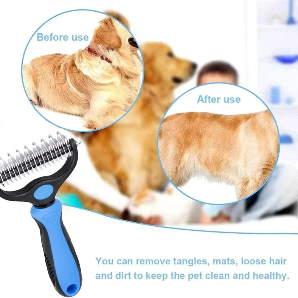 2-in-1 Pet Grooming Brush – Shedding & Dematting Comb for All Breeds