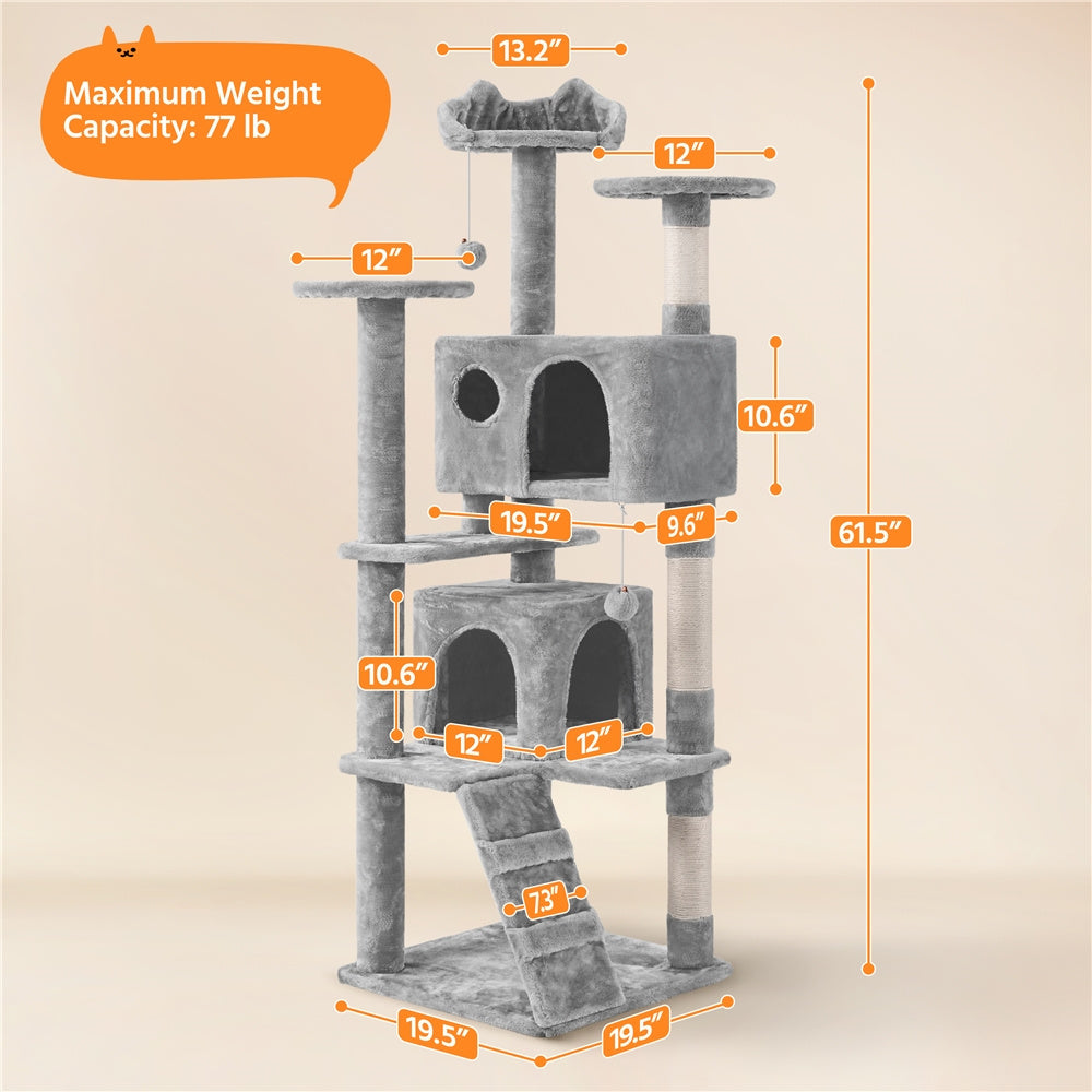 Cat Tree Tower – Multi-Level Condo with Posts, Hammocks & Toys