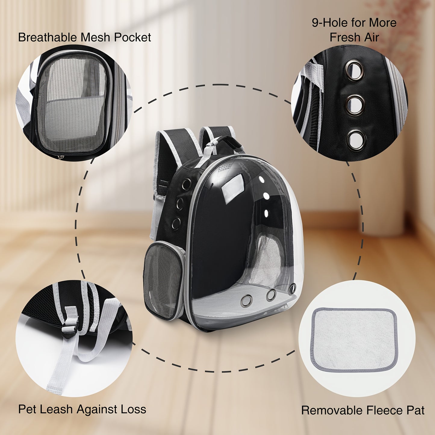 VIVICREATE Cat Backpack Carrier – Ventilated Travel Bag with Capsule Windo