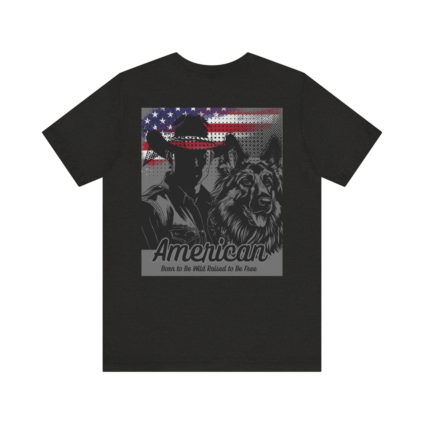 Rustic American Pride Tee, Cowboy Graphic Shirt, Unisex Americana Tee, Patriotic Apparel, Gifts for Outdoor Enthusiasts