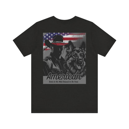 Rustic American Pride Tee, Cowboy Graphic Shirt, Unisex Americana Tee, Patriotic Apparel, Gifts for Outdoor Enthusiasts