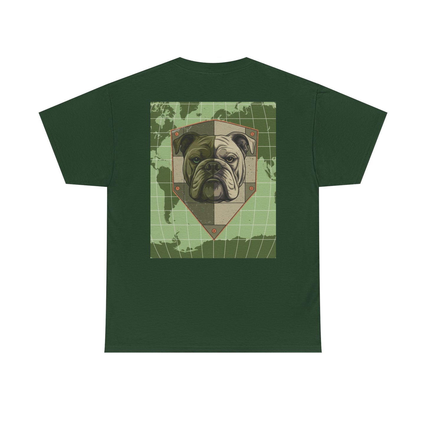 Bulldog Shield Tee - Military Green Map Crest