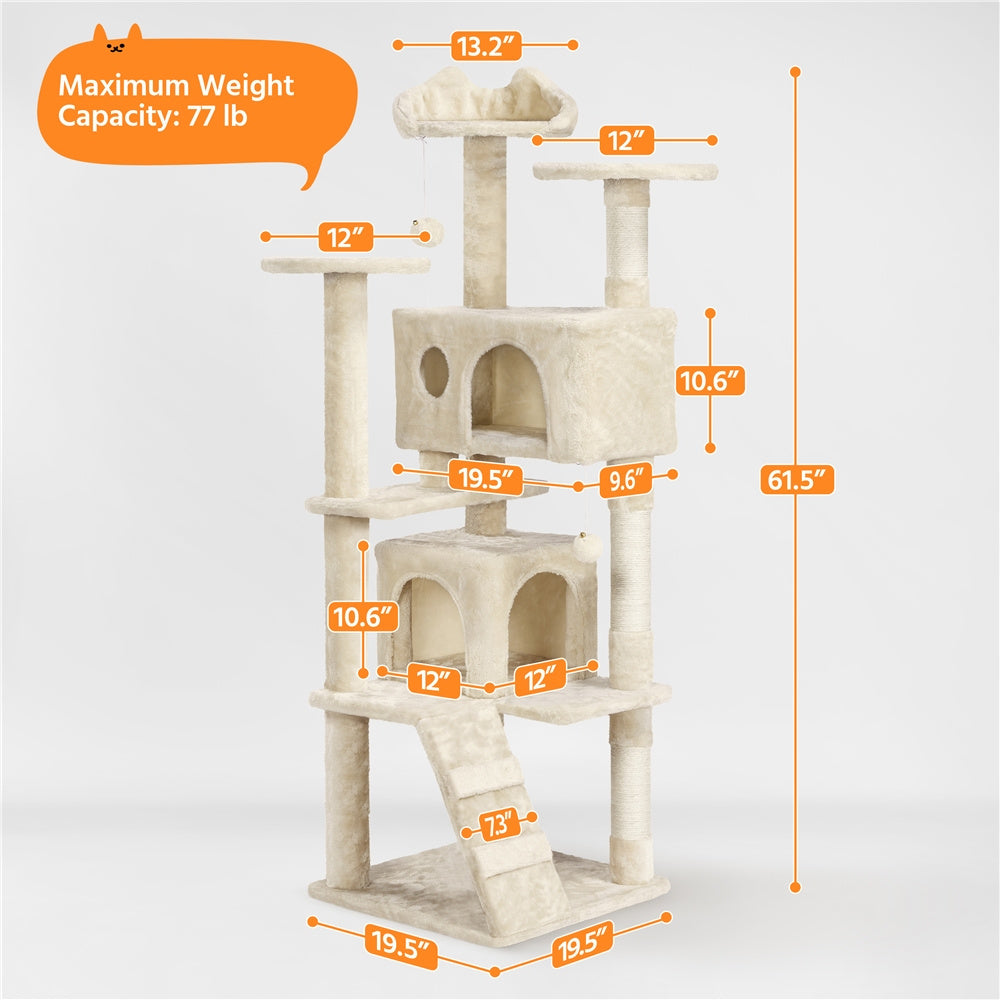 Cat Tree Tower – Multi-Level Condo with Posts, Hammocks & Toys