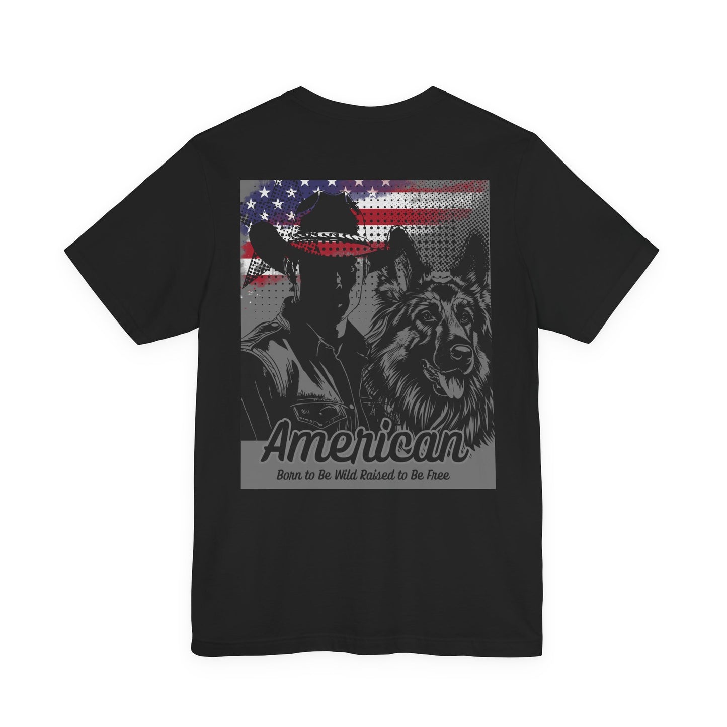 Rustic American Pride Tee, Cowboy Graphic Shirt, Unisex Americana Tee, Patriotic Apparel, Gifts for Outdoor Enthusiasts