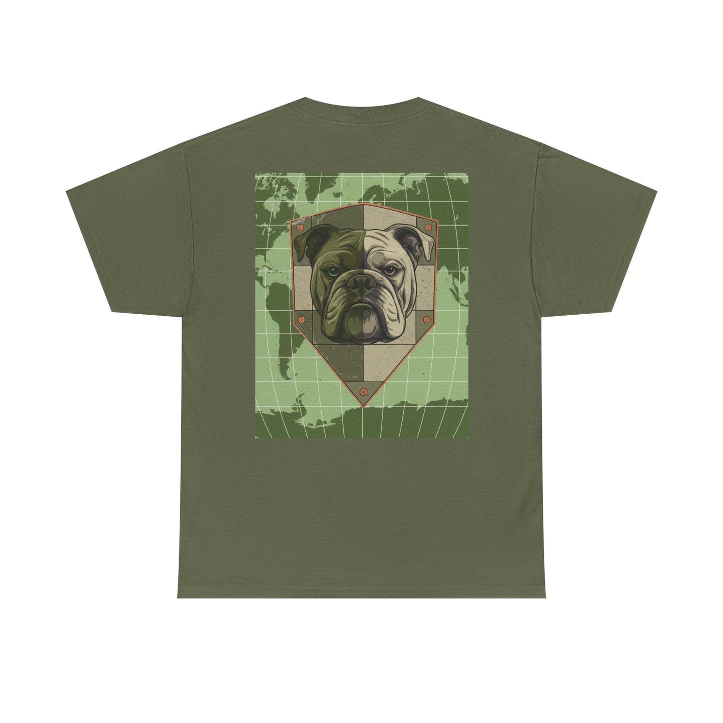 Bulldog Shield Tee - Military Green Map Crest