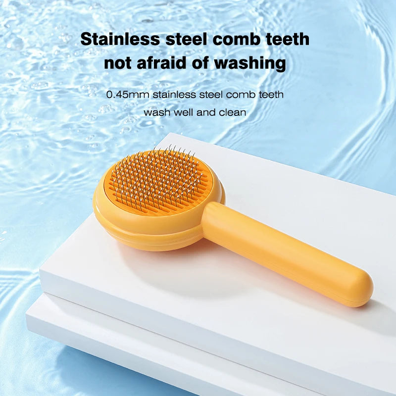 Dropshipping Wholesale Bulk Dog Cat Comb Hair Remover Shedding Slicker Self Cleaning Grooming Pumpkin Burger Pet Brush