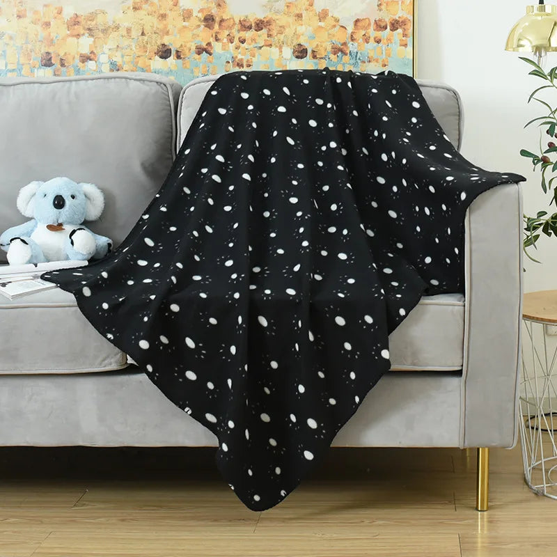 2025 Printed Coral Fleece Thickened Cushion Waterproof Travel Paw Warm Winter Puppy Dog Pet Mat Summer Cat Blanket
