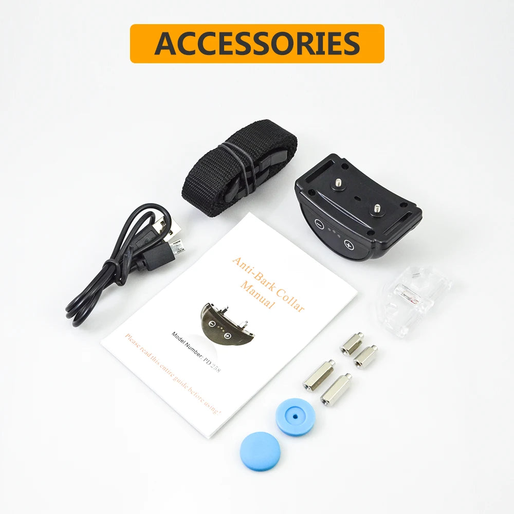 Dropshipping Rechargeable Smart Fancy Anti-Bark Dog Training Collar Large Nylon Shock Vibration Static Electricity Control for