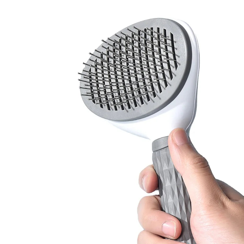 Custom Wholesale Massaging Comb Long Pin Shedding Tool Cat Dog Rabbit Bath Washable Self Cleaning Hair Grooming Pet Brush