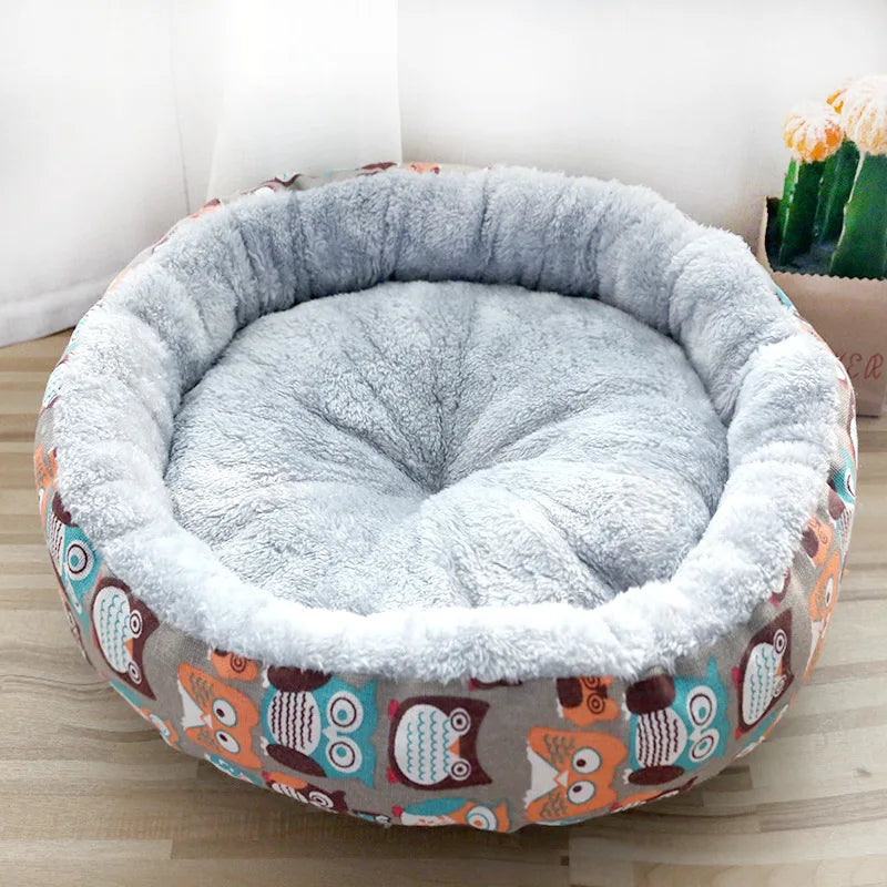 New Designer Waterproof Camping Travel Pet Bed Cute Cat Dog round Donut Solid Velvet with Cartoon Style Washable Affordable