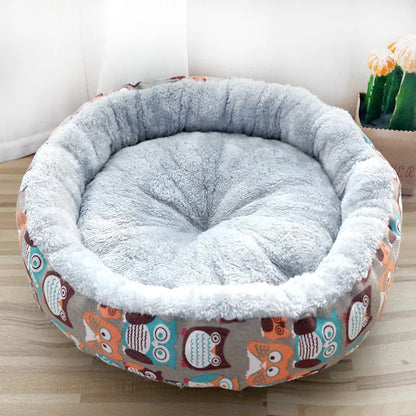 New Designer Waterproof Camping Travel Pet Bed Cute Cat Dog round Donut Solid Velvet with Cartoon Style Washable Affordable