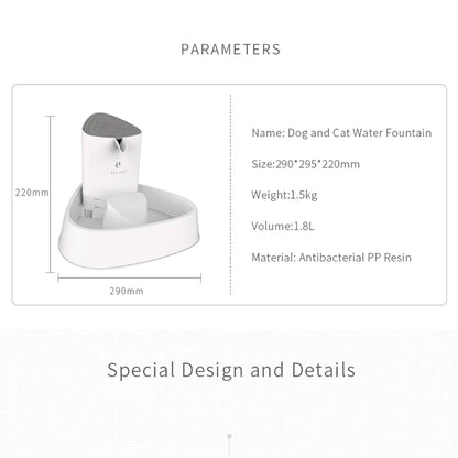 Automatic Smart Eco-Friendly Cat Dog Pet Water Dispenser Modern Solid Style Kitten Water Fountain Rechargeable Power Source