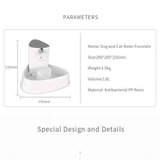 Automatic Smart Eco-Friendly Cat Dog Pet Water Dispenser Modern Solid Style Kitten Water Fountain Rechargeable Power Source