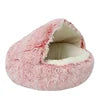 2025 Removable Washable Small Medium Large Donut 2-in-1 Cat Bed House Round Capsule Plush Faux Fur Pet Cave for Dogs and Cats