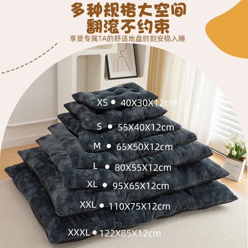 Luxury Anti-Skid Moisture-Proof Pet Cat Dog Bed Winter Warm Thickened PP Cotton Pineapple Fleece Mat Cushion Small Medium Solid