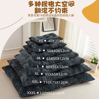 Luxury Anti-Skid Moisture-Proof Pet Cat Dog Bed Winter Warm Thickened PP Cotton Pineapple Fleece Mat Cushion Small Medium Solid