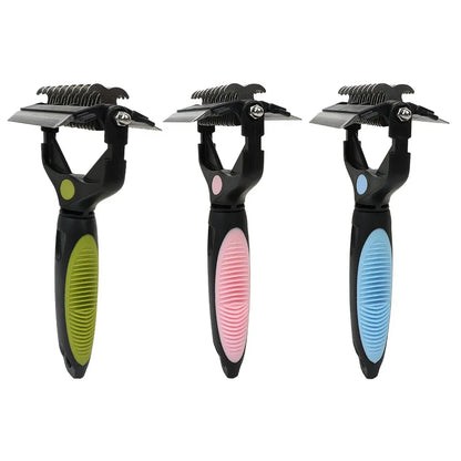 3-in-1 Multifunctional Open Knot Cat Dog Hair TPR Handle Stainless Steel Comb Foldable Knife Remove Floating Hair Pet Comb