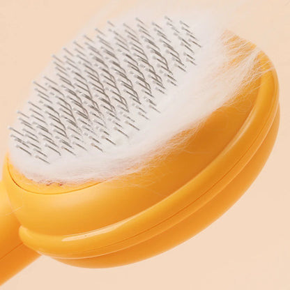 Dropshipping Wholesale Bulk Dog Cat Comb Hair Remover Shedding Slicker Self Cleaning Grooming Pumpkin Burger Pet Brush