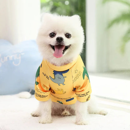Wholesale Custom Luxury XS to Large Dog Clothes Winter Warm Hoodie Shirts with Cute Print Cotton Material Leisure Style for Pets