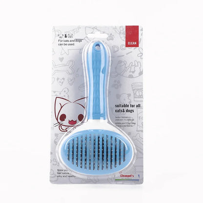 Custom Wholesale Massaging Comb Long Pin Shedding Tool Cat Dog Rabbit Bath Washable Self Cleaning Hair Grooming Pet Brush