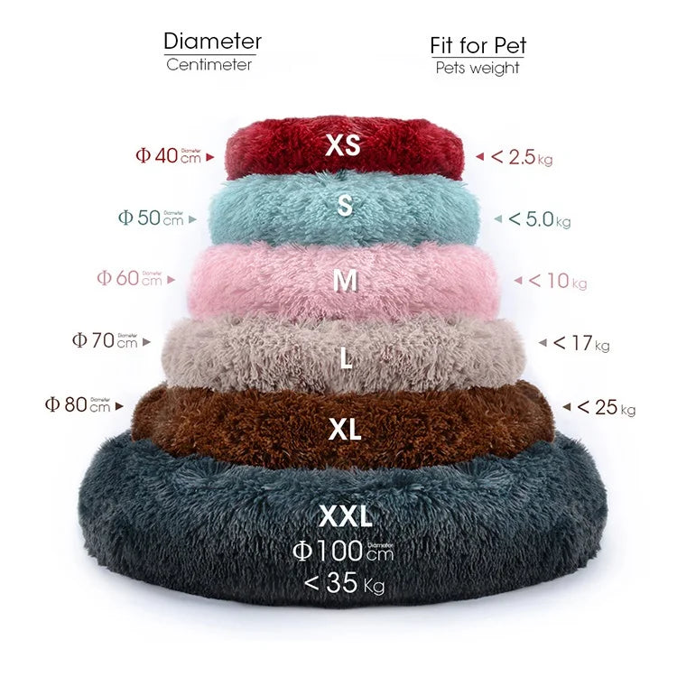 2021 Hot Sale Anti-Slip Donut Shaped Pet Cat Beds Warm Soft Indoor Accessory Faux Fur Material Solid Pattern Travel Feature
