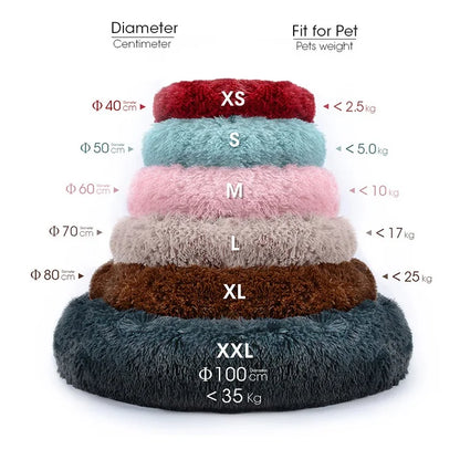 2021 Hot Sale Anti-Slip Donut Shaped Pet Cat Beds Warm Soft Indoor Accessory Faux Fur Material Solid Pattern Travel Feature