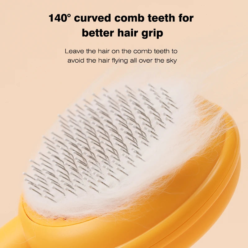 Dropshipping Wholesale Bulk Dog Cat Comb Hair Remover Shedding Slicker Self Cleaning Grooming Pumpkin Burger Pet Brush