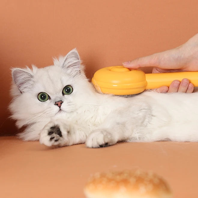 Dropshipping Wholesale Bulk Dog Cat Comb Hair Remover Shedding Slicker Self Cleaning Grooming Pumpkin Burger Pet Brush