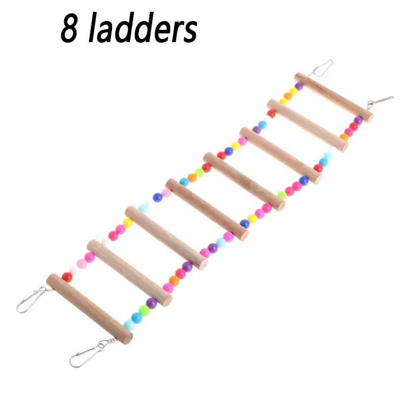 Wooden Parrot Climbing Ladder with Beads – Bird Cage Toy for Parrots, Cockatiels, Parakeets, Budgies, and Lovebirds