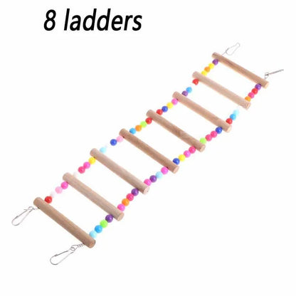 Wooden Parrot Climbing Ladder with Beads – Bird Cage Toy for Parrots, Cockatiels, Parakeets, Budgies, and Lovebirds