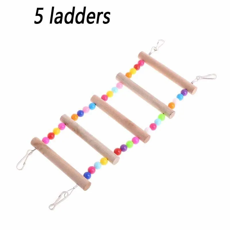 Wooden Parrot Climbing Ladder with Beads – Bird Cage Toy for Parrots, Cockatiels, Parakeets, Budgies, and Lovebirds