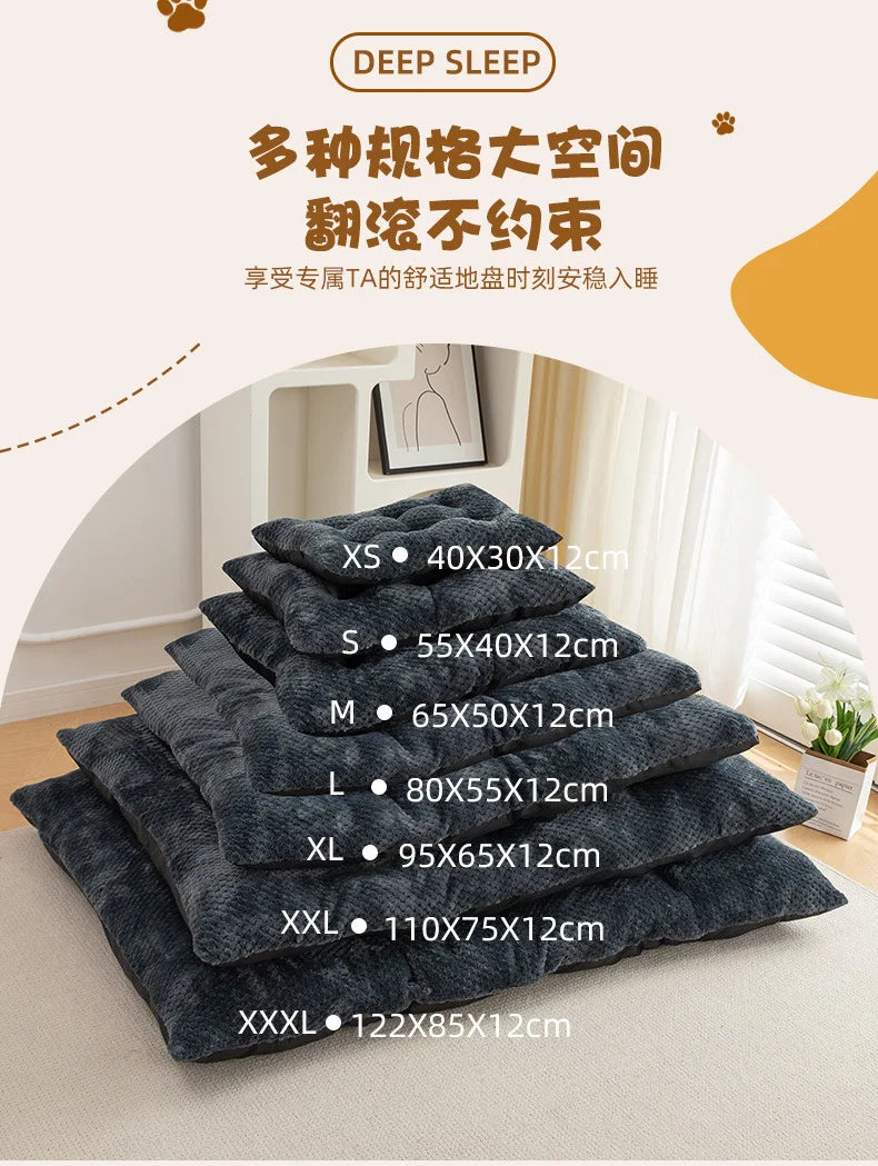Luxury Anti-Skid Moisture-Proof Pet Cat Dog Bed Winter Warm Thickened PP Cotton Pineapple Fleece Mat Cushion Small Medium Solid