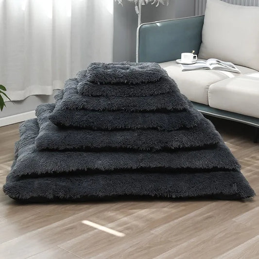 Custom Dog and Cat Winter Sleeping Mat Modern Non-Slip Oxford & Faux Fur Plush Pet Cushion Solid Pattern Bed Pad