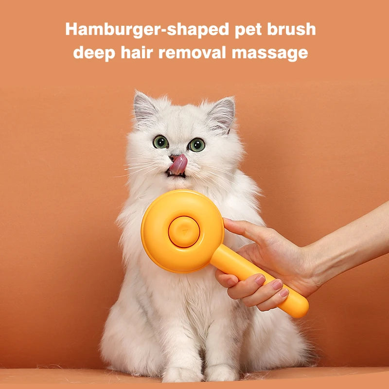 Dropshipping Wholesale Bulk Dog Cat Comb Hair Remover Shedding Slicker Self Cleaning Grooming Pumpkin Burger Pet Brush