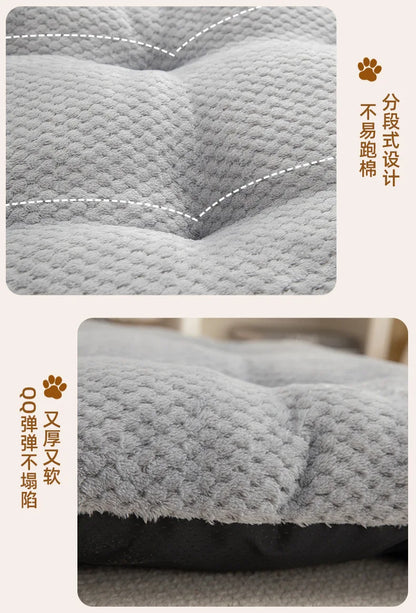 Luxury Anti-Skid Moisture-Proof Pet Cat Dog Bed Winter Warm Thickened PP Cotton Pineapple Fleece Mat Cushion Small Medium Solid
