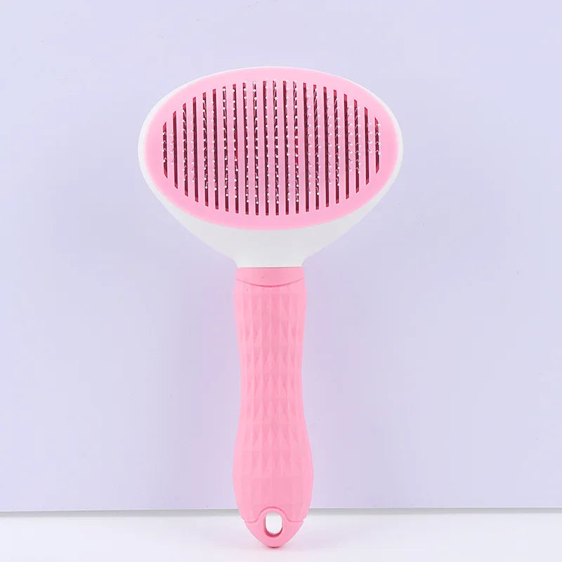 Custom Wholesale Massaging Comb Long Pin Shedding Tool Cat Dog Rabbit Bath Washable Self Cleaning Hair Grooming Pet Brush